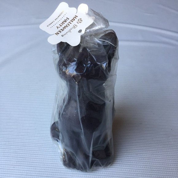 Happy Halloween Party Black Cat Candle Spooky Decor Unscented New w Defect READ - Picture 2 of 12